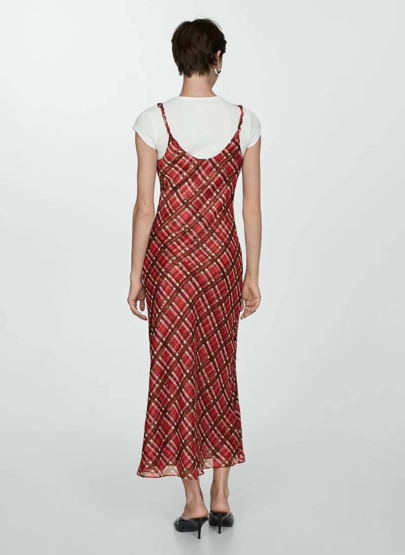 MANGO Check Long Dress