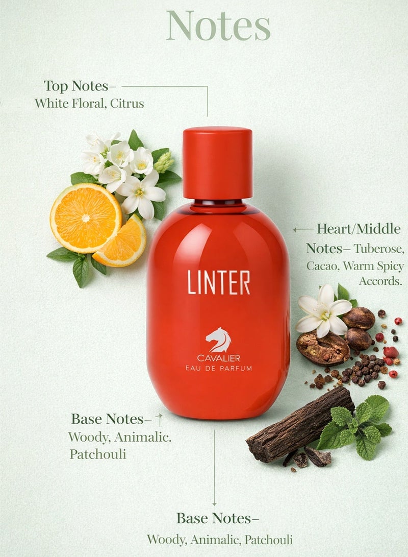 Cavalier Perfume The Linter Eau de Parfum 100 ml | Long Lasting Perfume for Women | Elegant Floral & Woody Fragrance with Sweet and Citrus Accords | Luxury Women’s Perfume - Image 2
