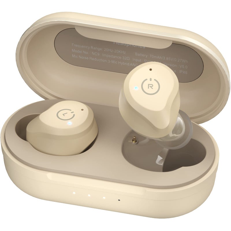 TOZO NC9 Hybrid Active Noise Cancelling Wireless Earbuds, in Ear Headphones IPX6 Waterproof Bluetooth 5.3 Stereo Earphones, Immersive Sound Premium Deep Bass Headset Khaki - Image 1