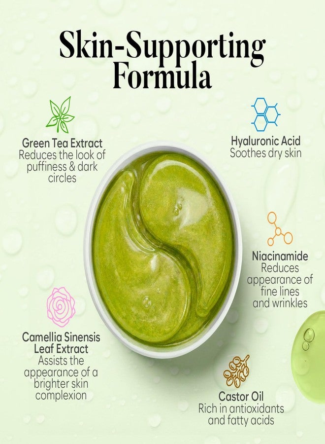 BLOOMORA Green Tea Under Eye Patches (30 Pairs), Cooling Eye Mask for Puffy Eyes & Dark Circles, Soothing & Hydrating Gel Pads, Revitalizing Under Eye Care & Skincare Gifts for Women - Image 2