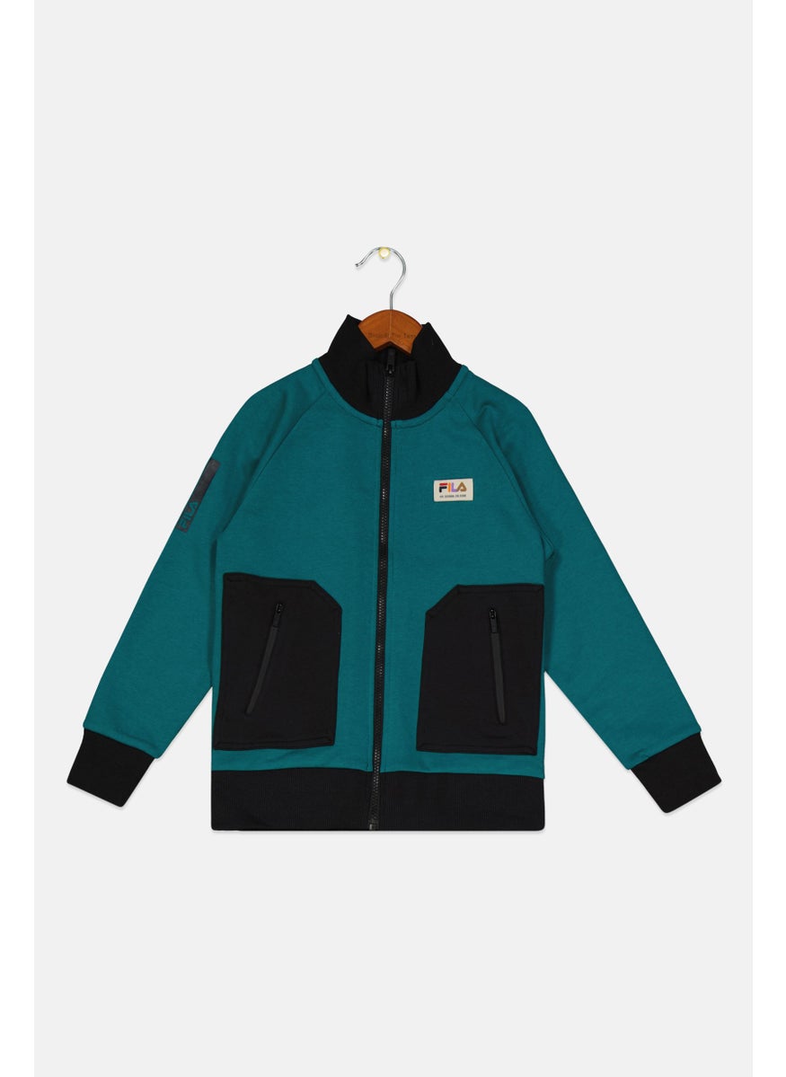 FILA Kids Boy Sportswear Fit Brand Logo Training Jacket, Green  - Image 1