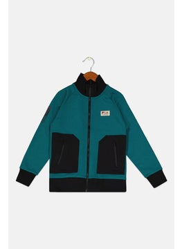 FILA Kids Boy Sportswear Fit Brand Logo Training Jacket, Green  - Image 1