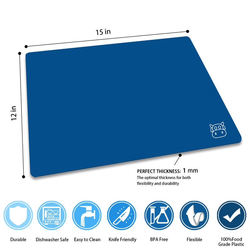 Zvp Flexible Plastic Cutting Board Set Of 5 Gradient Color  Colorful Chopping Boards  Bpa Free Mats  Non-Slip  Dishwasher Safe  15X12 Inch  Blue Multi-Color - Image 3