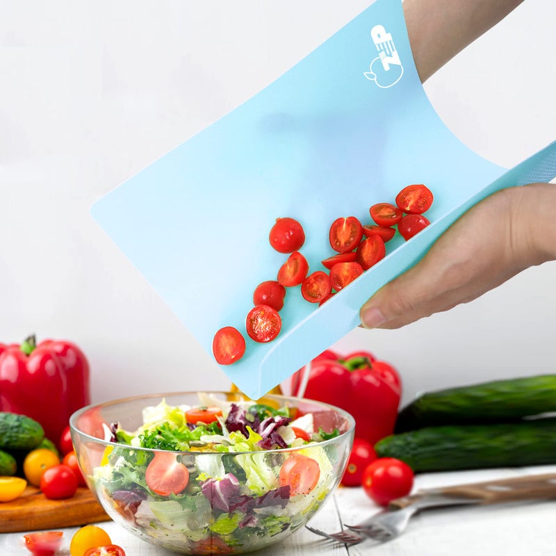 Zvp Flexible Plastic Cutting Board Set Of 5 Gradient Color  Colorful Chopping Boards  Bpa Free Mats  Non-Slip  Dishwasher Safe  15X12 Inch  Blue Multi-Color - Image 4