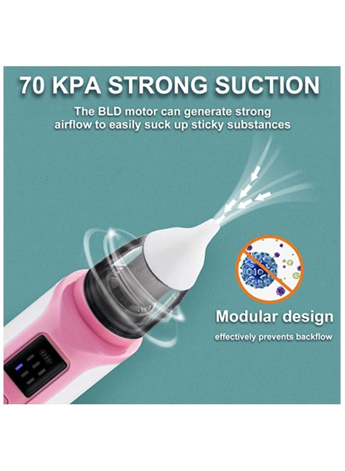 عربست شفاطة أنف الطفل وشفاطة شفط شمع الأذن 2 في 1، شفاطة أنف كهربائية للطفل، شفاطة أنف الطفل مع 6 مستويات شفط، 2 فوهة سيليكون، 2 مغرفة أذن سيليكون، 1 خرطوم - Image 4