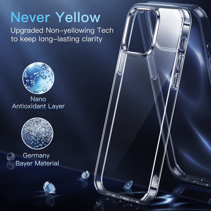 CASEKOO for iPhone 13 Pro Max Case Crystal Clear, [Never Yellow Technology] [Military-Grade Protection] Transparent Slim Cover Women Men for iPhone 13 ProMax Phone Case 6.7 inch, Clear - Image 2