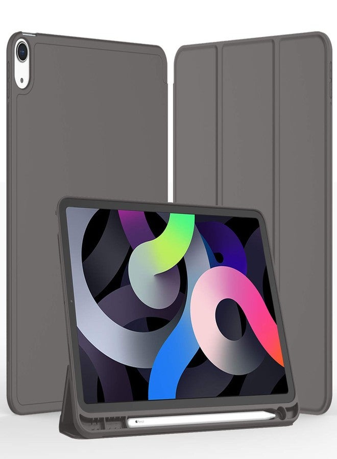 iMieet جراب iMieet لجهاز iPad Air مقاس 11 بوصة، طراز M3 (2025) / M2 (2024)، جراب لجهاز iPad Air من الجيل الخامس/الرابع (2022/2020) مقاس 10.9 بوصة مع حامل قلم، جراب ذكي ثلاثي الطي مع ظهر من مادة TPU الناعمة (رمادي داكن) - Image 2