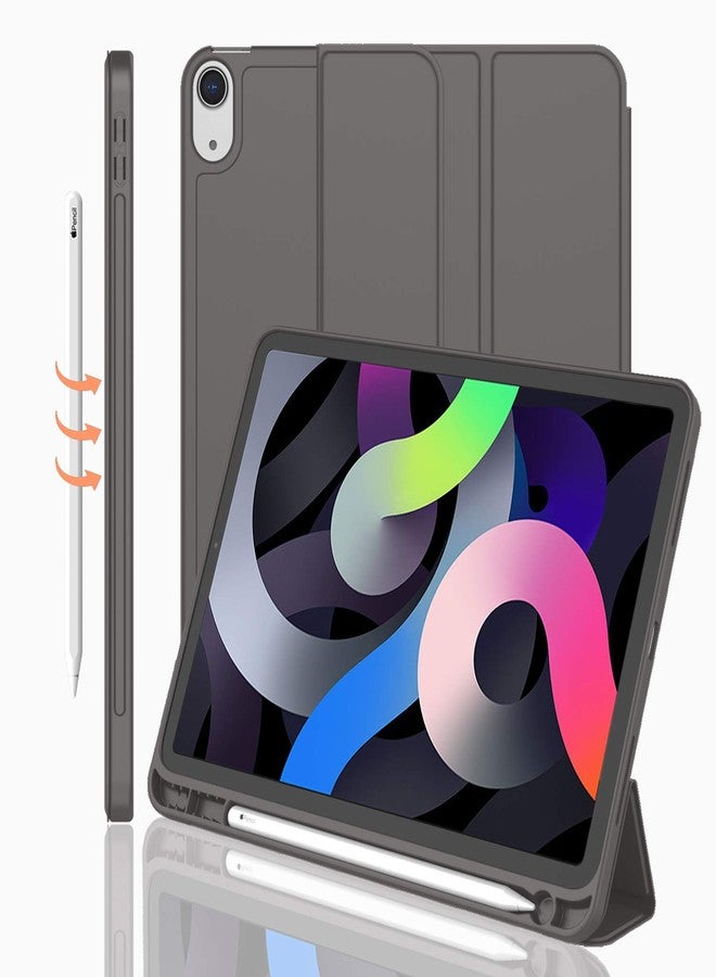 iMieet جراب iMieet لجهاز iPad Air مقاس 11 بوصة، طراز M3 (2025) / M2 (2024)، جراب لجهاز iPad Air من الجيل الخامس/الرابع (2022/2020) مقاس 10.9 بوصة مع حامل قلم، جراب ذكي ثلاثي الطي مع ظهر من مادة TPU الناعمة (رمادي داكن) - Image 1