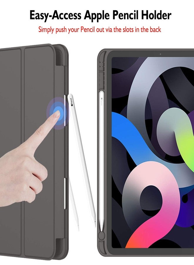 iMieet جراب iMieet لجهاز iPad Air مقاس 11 بوصة، طراز M3 (2025) / M2 (2024)، جراب لجهاز iPad Air من الجيل الخامس/الرابع (2022/2020) مقاس 10.9 بوصة مع حامل قلم، جراب ذكي ثلاثي الطي مع ظهر من مادة TPU الناعمة (رمادي داكن) - Image 4