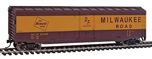 Walthers Trainline عربة شحن ميلووكي رود من وولثرز ترينلاين جاهزة للتشغيل، حمراء/صفراء - Image 1