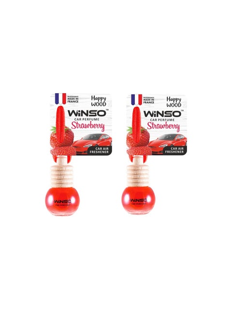 Car Air Freshener Happy Wood Strawberry a Fragrance With an exotic and enchanting Aroma. Fragrance is made in France C160 (5.5ml) Pack of 2