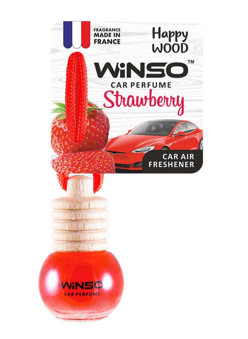 WINSO - Car Air Freshener Happy Wood Strawberry a Fragrance With an exotic and enchanting Aroma. Fragrance is made in France C160 (5.5ml) Pack of 2 - Image 1