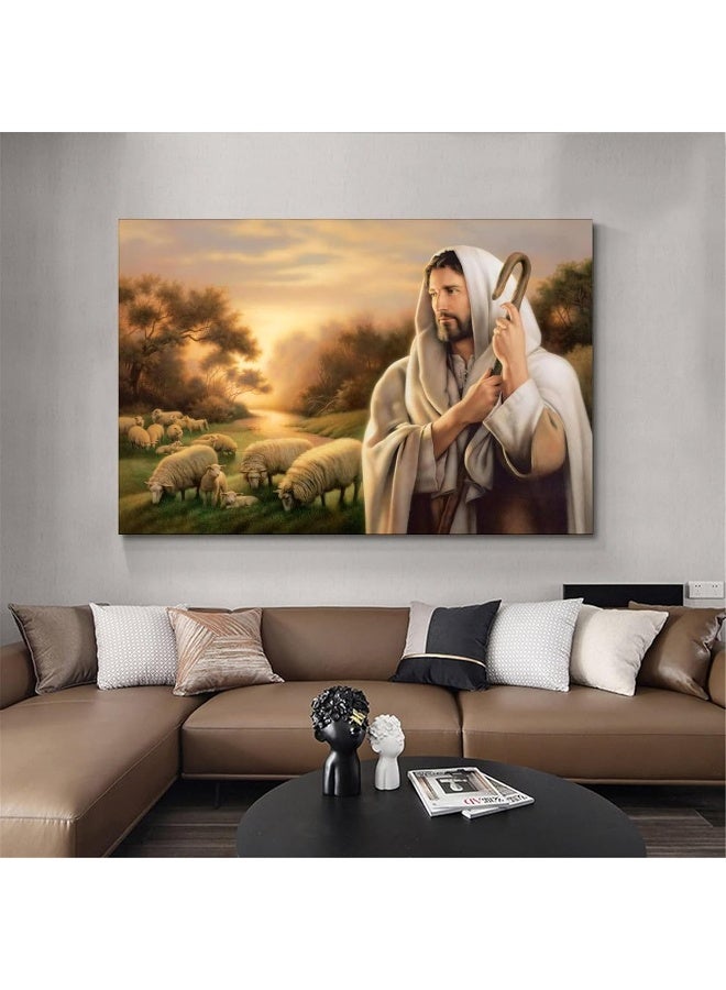 FireDeer Catholic Jesus Poster Print On Canvas Painting Christian God Pictures for Living Room No Frame (Jesus and Sheep,24x36inch) - Image 5