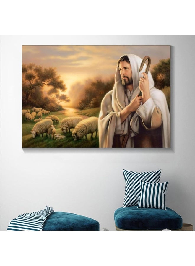FireDeer Catholic Jesus Poster Print On Canvas Painting Christian God Pictures for Living Room No Frame (Jesus and Sheep,24x36inch) - Image 4