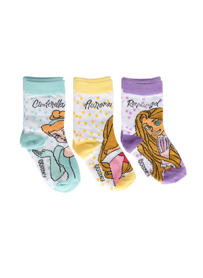 Disney The Disney Princess Socks, Ankle Crew Socks for Kids (5 to 8 Years), Pack of 3 socks  - Image 1