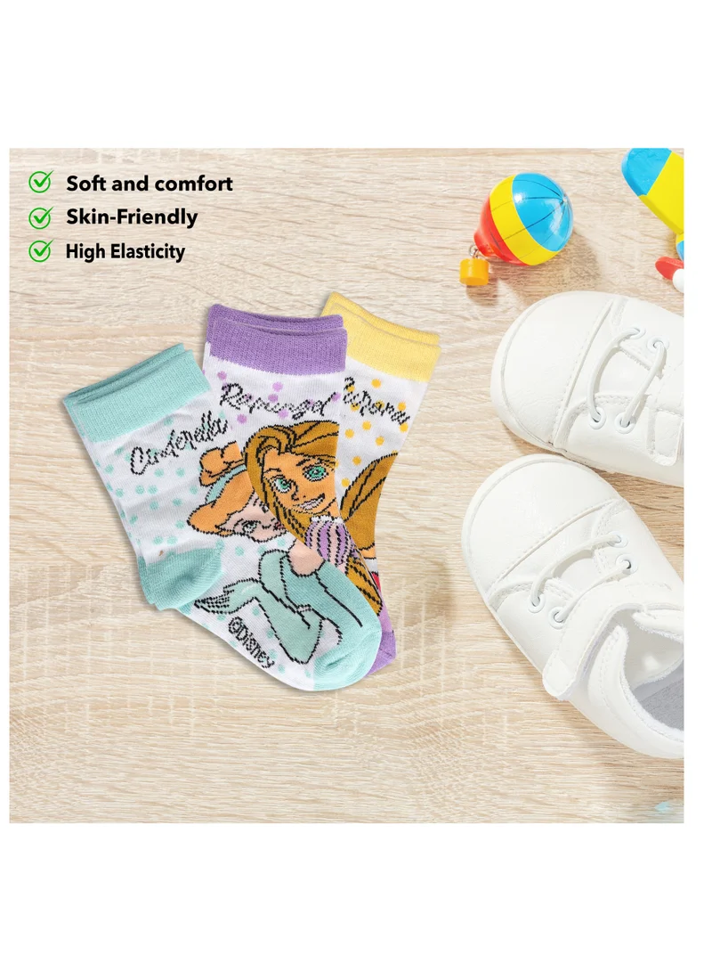 ديزني The Disney Princess Socks, Ankle Crew Socks for Kids (5 to 8 Years), Pack of 3 socks