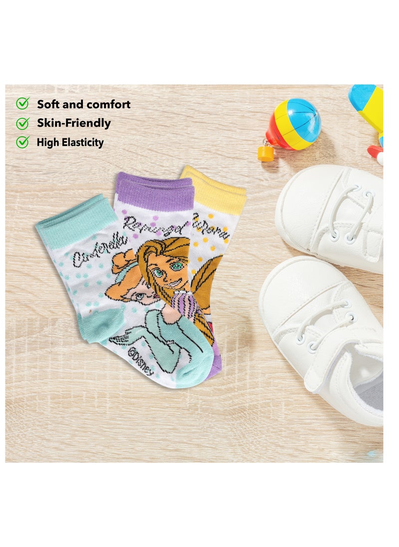 Disney The Disney Princess Socks, Ankle Crew Socks for Kids (5 to 8 Years), Pack of 3 socks  - Image 2