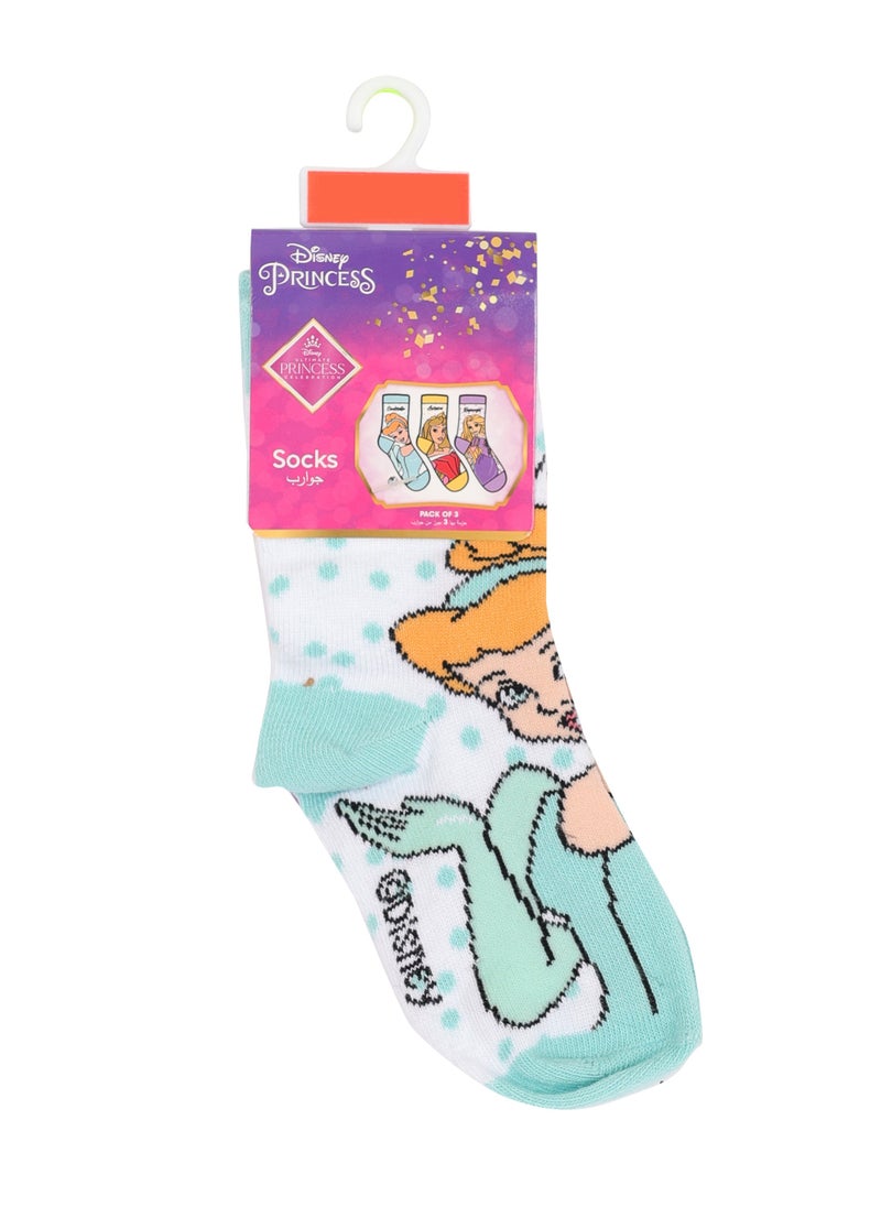 Disney The Disney Princess Socks, Ankle Crew Socks for Kids (5 to 8 Years), Pack of 3 socks  - Image 3