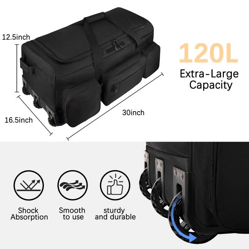 TENFLY Rolling Duffle Bag with Wheels, 120L Military Luggage Bag for Travel,Large Tactical Heavy Duty Duffel Bags for Deployment Camping Sporting & Outdoor Adventures - Image 2