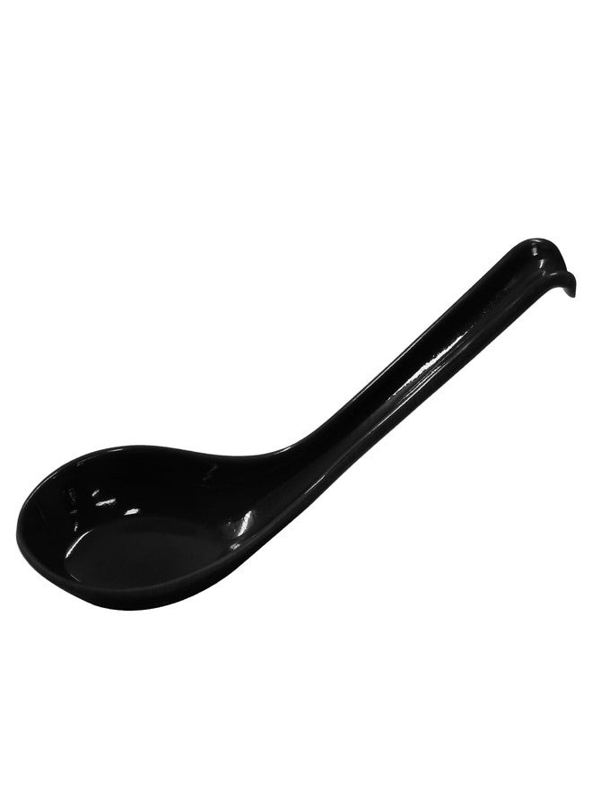 Cionyce 2PCS Asian Soup Spoons, Chinese Japanese Miso Ramen Wonton Dumpling Pho Rice Noodle Soba Soup Spoons, Black Melamine Spoons - Image 3