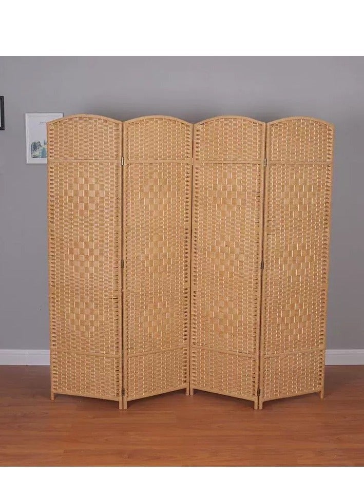 ليفينج مقسم غرف خشبي بارتشن حاجز رتان | مقسم غرف خشب قابل للطي مع مفصلات | تصميم عصري ومرن لتقسيم المساحات - Image 4