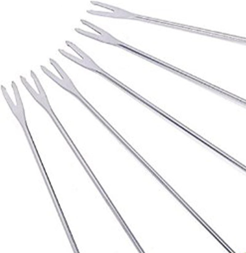 Tyenaza 6Pcs Fondue Forks, Stainless Steel Cheese Fondue Sticks Multifunctional Wooden Handle Fondue Fork for Fruit Cheese Fondue Chocolate Fountain - Image 5