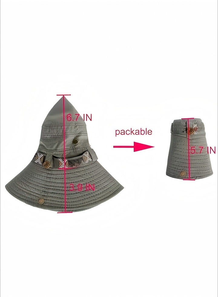 Generic Fishing Sun Boonie Hat ,Wide Brim Bucket Hat,Waterproof Summer UV Protection Safari Cap Outdoor Hunting Hat Dark Green - Image 3