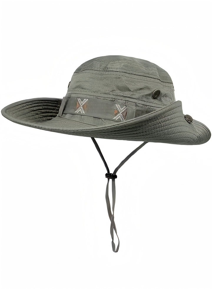 Generic Fishing Sun Boonie Hat ,Wide Brim Bucket Hat,Waterproof Summer UV Protection Safari Cap Outdoor Hunting Hat Dark Green - Image 4