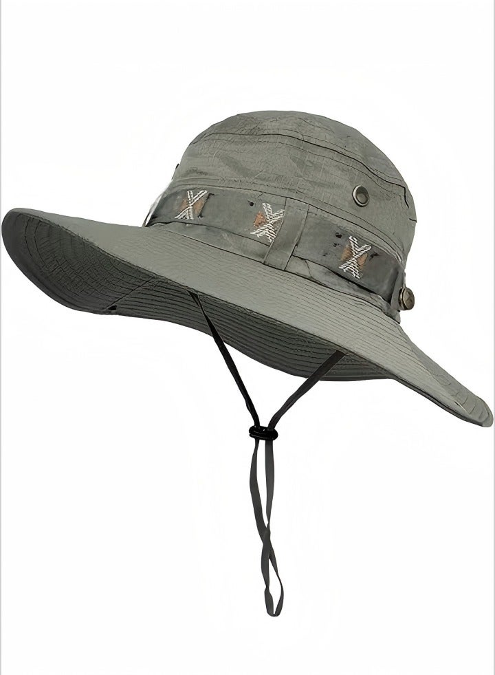 Generic Fishing Sun Boonie Hat ,Wide Brim Bucket Hat,Waterproof Summer UV Protection Safari Cap Outdoor Hunting Hat Dark Green - Image 5