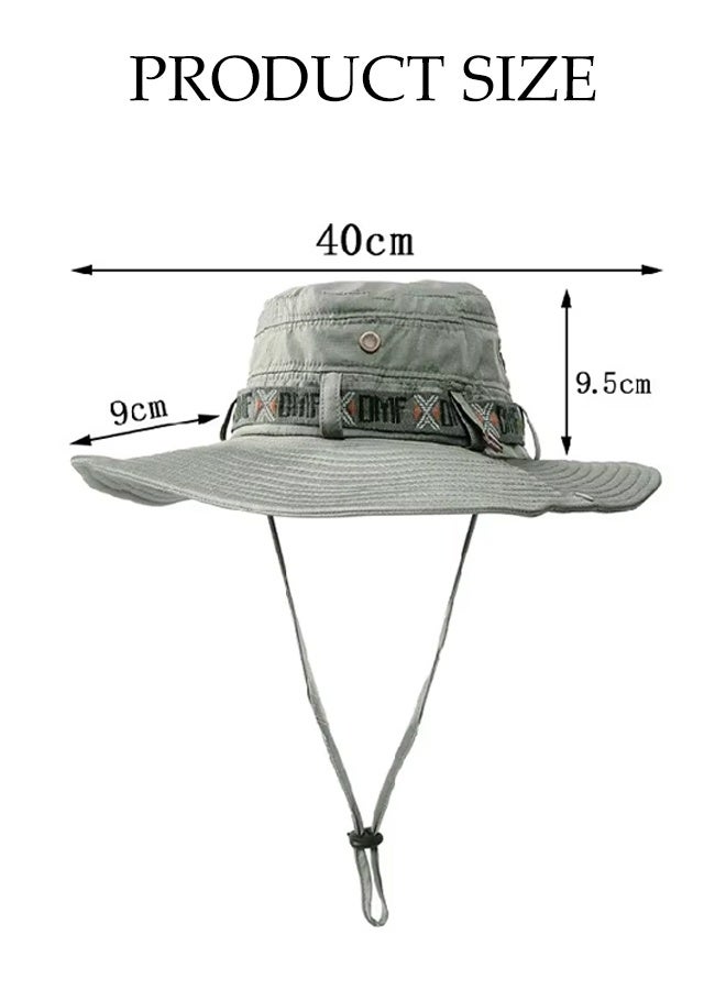 Fishing Sun Boonie Hat ,Wide Brim Bucket Hat,Waterproof Summer UV Protection Safari Cap Outdoor Hunting Hat Dark Green - Image 2