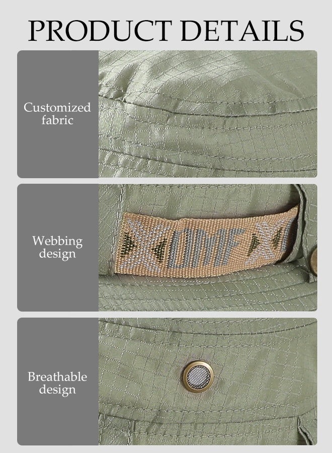 Fishing Sun Boonie Hat ,Wide Brim Bucket Hat,Waterproof Summer UV Protection Safari Cap Outdoor Hunting Hat Dark Green - Image 3