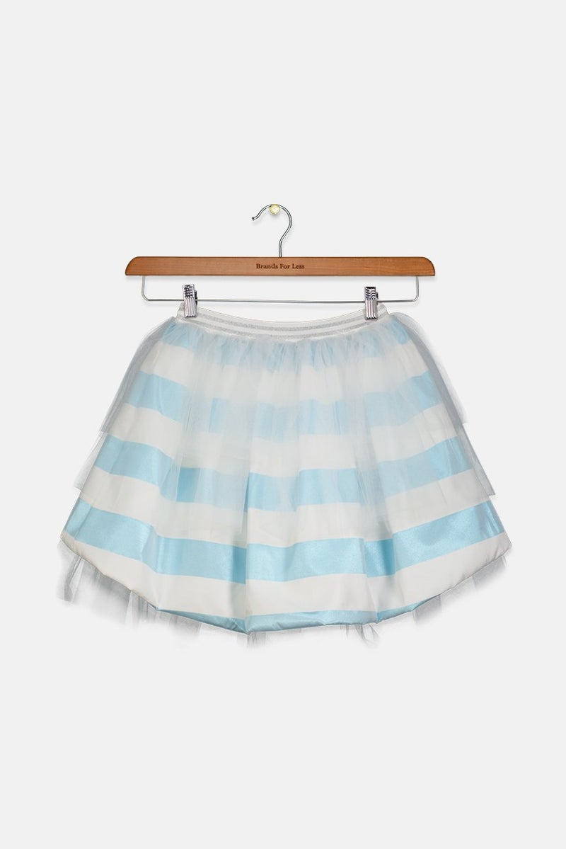 byblos Kids Girls Lace Stripe Mini Skirt, White Combo - Image 2