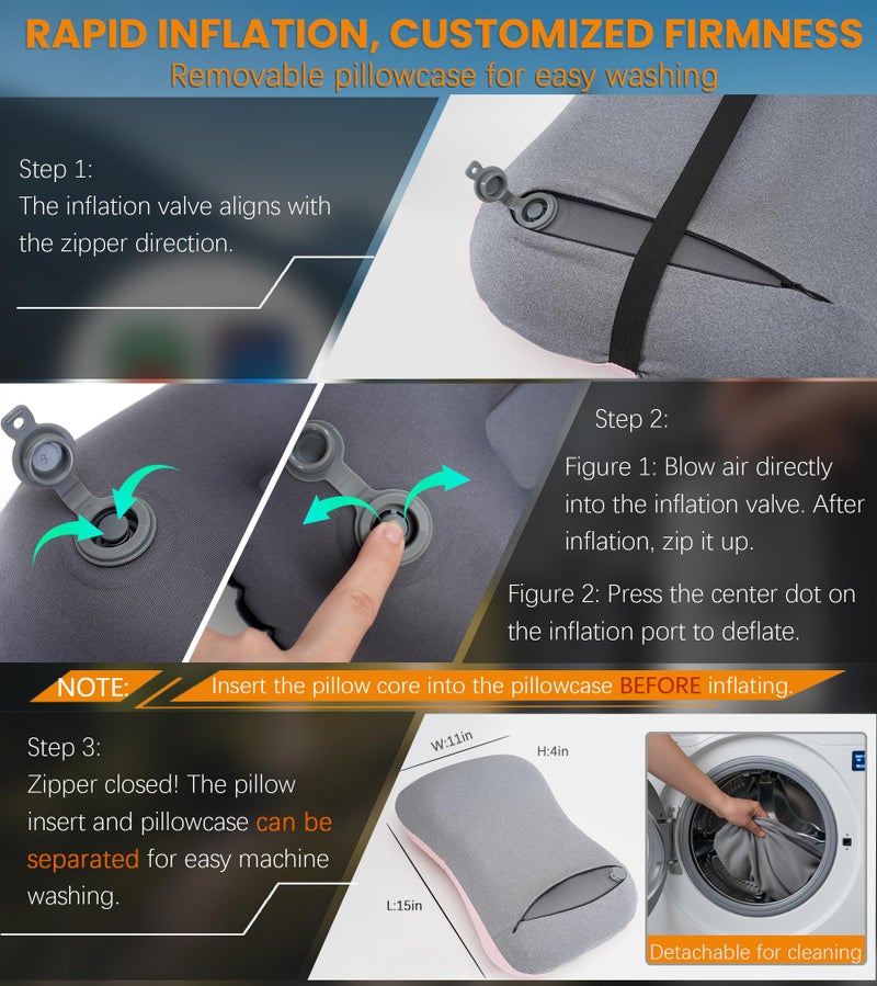 Antfuny Inflatable Neck Pillow for Beach Travel Camping Picnic Outdoor Small Compact Towel Blanket Clip Quick Dry Oversized xl Extra Large Cloud Turkish Cotton Microfiber Bulk Mat Sand Free Waterproof - Image 3