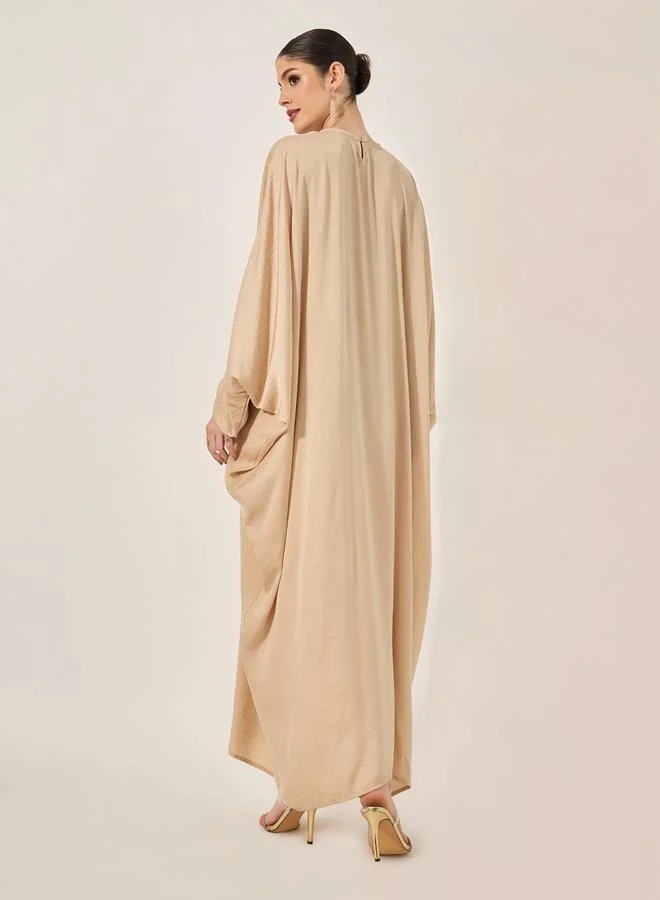 Styli Embroidered Loose Fit Batwing Sleeve Kaftan