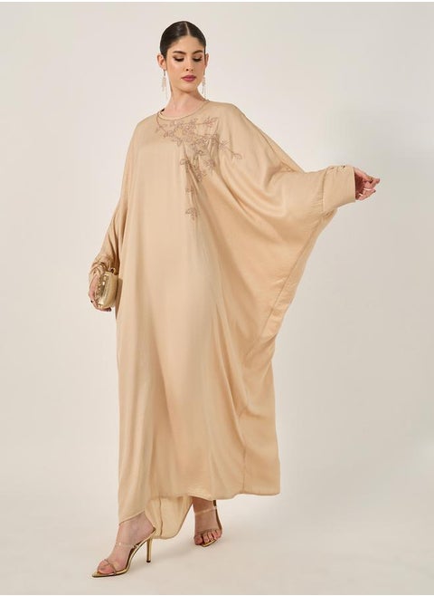 Embroidered Loose Fit Batwing Sleeve Kaftan