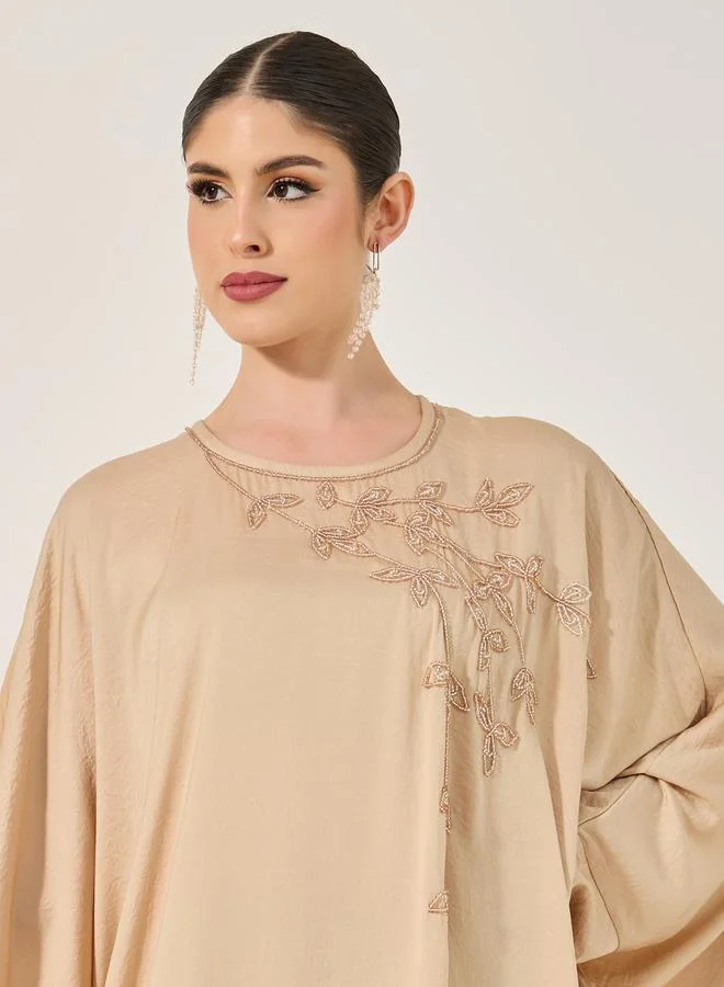 Styli Embroidered Loose Fit Batwing Sleeve Kaftan