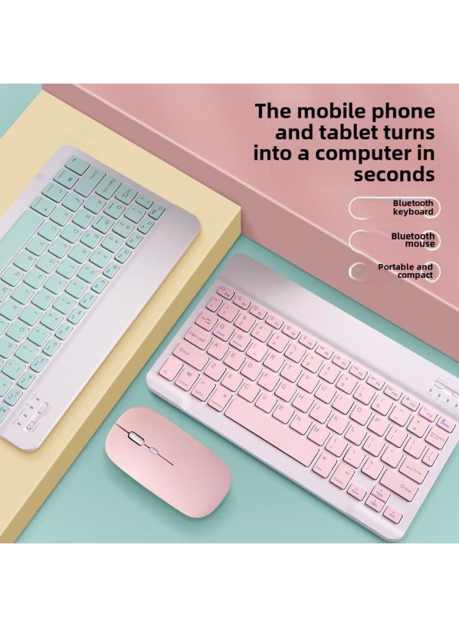 لـ Ipad10 Tablet Phone Universal Bluetooth Keyboard Wireless Mouse Suit Mini67 Keyboard Bluetooth - اللون: 10 بوصة وردي أنيق - Image 4