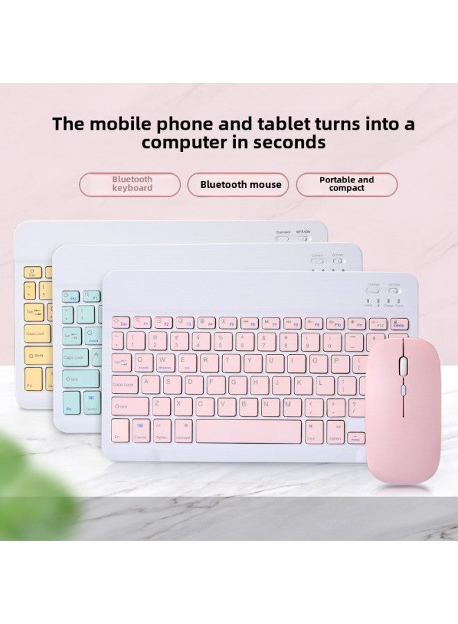 لـ Ipad10 Tablet Phone Universal Bluetooth Keyboard Wireless Mouse Suit Mini67 Keyboard Bluetooth - اللون: 10 بوصة وردي أنيق - Image 2