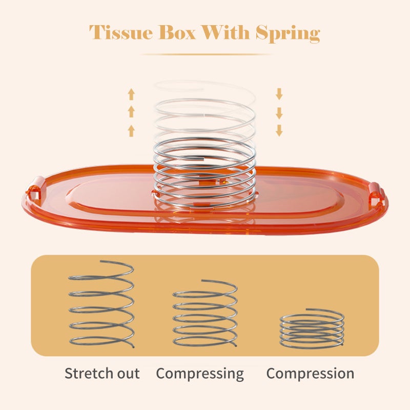 Desk Tissue Box With Spring Pop-up Paper Towel Dispenser Tissue Holder Countertops Bathroom Toilet Tissue Box Napkin Storage Box Home Kitchen Facial Tissue Box Cover for Bedroom Car Office - Image 3