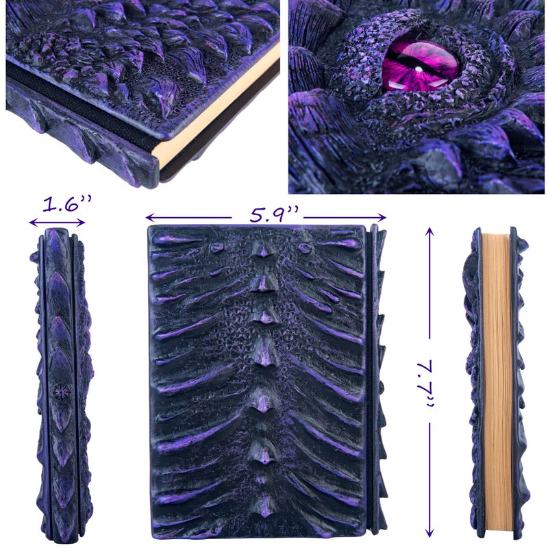 LZlightactor 3D Dragon Eye Embossed Journal,Resin Engraving Notebook,Dnd notebook for Dragon Lovers ï¼ŒBlank Paper,Hardcover Travel Notepad for Writing,Sketchbook,Collection,Gift,Decoration A4 and A5 Size (A5-Dark Purple) - Image 2