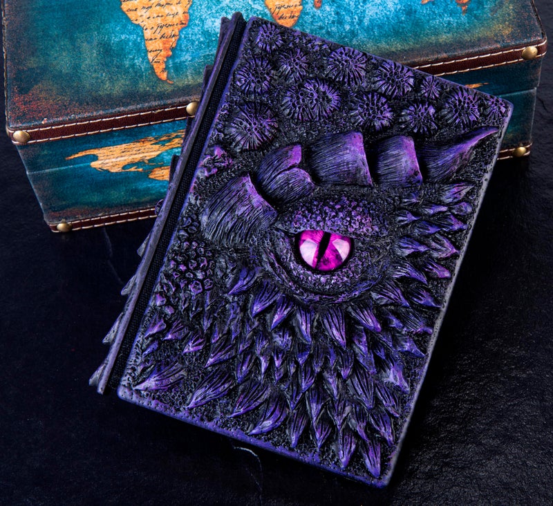 LZlightactor 3D Dragon Eye Embossed Journal,Resin Engraving Notebook,Dnd notebook for Dragon Lovers ï¼ŒBlank Paper,Hardcover Travel Notepad for Writing,Sketchbook,Collection,Gift,Decoration A4 and A5 Size (A5-Dark Purple) - Image 5