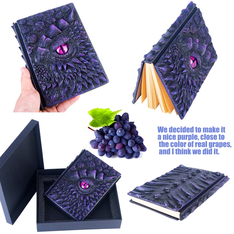 LZlightactor 3D Dragon Eye Embossed Journal,Resin Engraving Notebook,Dnd notebook for Dragon Lovers ï¼ŒBlank Paper,Hardcover Travel Notepad for Writing,Sketchbook,Collection,Gift,Decoration A4 and A5 Size (A5-Dark Purple) - Image 3