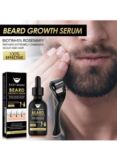 East Moon Men's Beard Thickening Care Set, Serum and Roller for Better Results  - Image 2