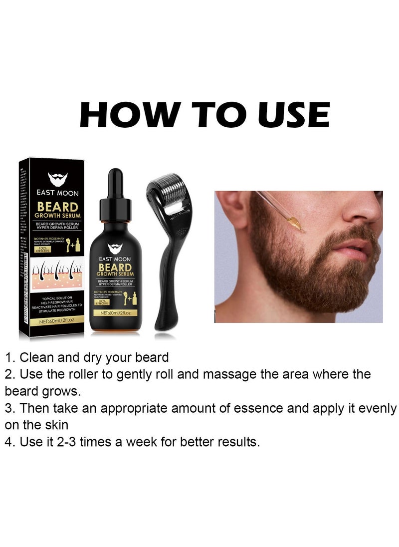 Men's Beard Thickening Care Set, Serum and Roller for Better Results
