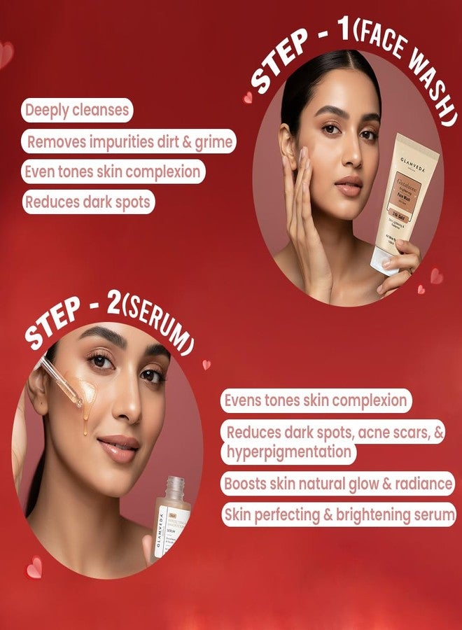 Glamveda Glutathione 3 Step Valentine Skincare Gift Set for Women | Skin Brightening Face Wash, Serum & Cream | Dark Spots Removal & Glow Boosting Routine | Valentine Day Gift Hamper for Her - Image 2