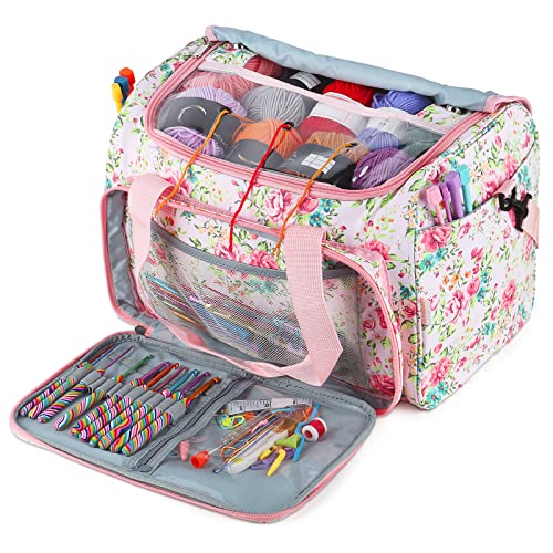 Coopay Coopay Yarn Storage Crochet Bag Large Capacity Yarn Bag for Yarn and Knitting  Crochet Supplies Knitting Bag with Detachable Shoulder Strap Beautiful  Portable Knitting Tote BagBag Only 