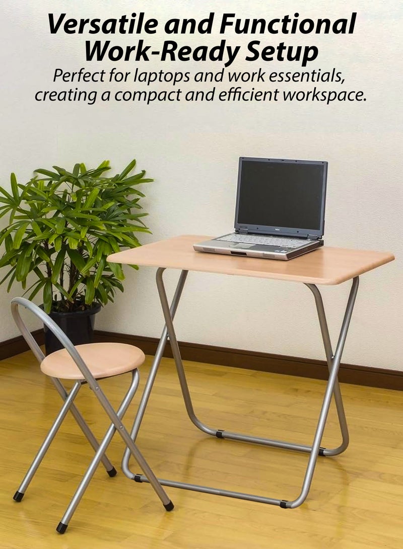 DBLEW Set Of 1 Foldable Wooden Rectangle Table 1 Folding Chairs Seat For Breakfast Computer Gaming Laptop Desk Office Workstation Kids Study Kitchen Balcony Home Dining Outdoor Picnic Beach Desert Camping  - Image 3
