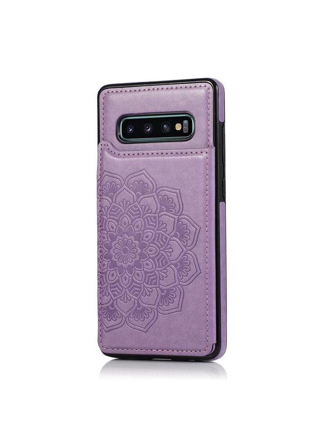 اس-توب جراب لهاتف Samsung Galaxy S10 مزود بمشبك مزدوج ونمط ماندالا مصنوع من مادة البولي يوريثان الحراري والبولي يوريثان الحراري مع فتحات للبطاقات وحامل وإطار للصور - Image 2