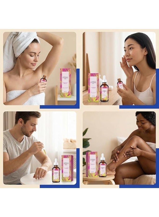 Walpck Natural Hair Removal Oil & Inhibitor Cyperus Rotundus Oil to Inhibits  Slow Body Hair Growth for Women & Men, Moisturizing &Soothes Skin, 60ml, All Skin Types - Image 5