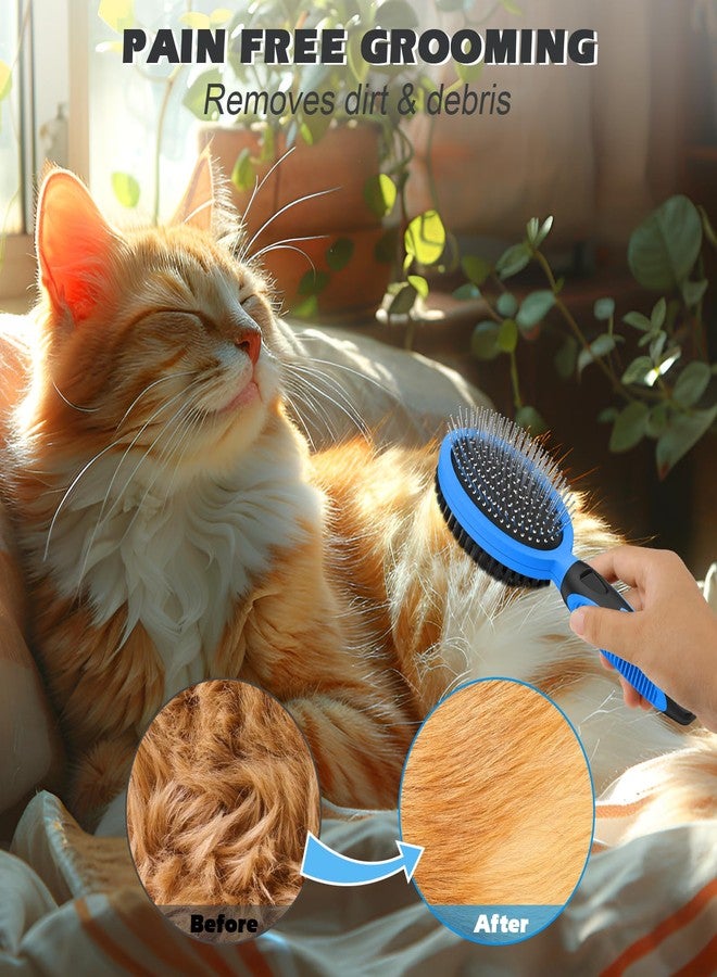 UGNEL 2PCS Pet Grooming Tools - Double-Sided Brush for Shedding and Bathing, Suitable for Short/Long Haired Dogs Cats and Horses, Deshedding Dog Brush, Mane & Tail Combs for Horses - Pet Supplies (Blue) - Image 5